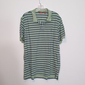 Izod Striped Green Blue Polo Shirt